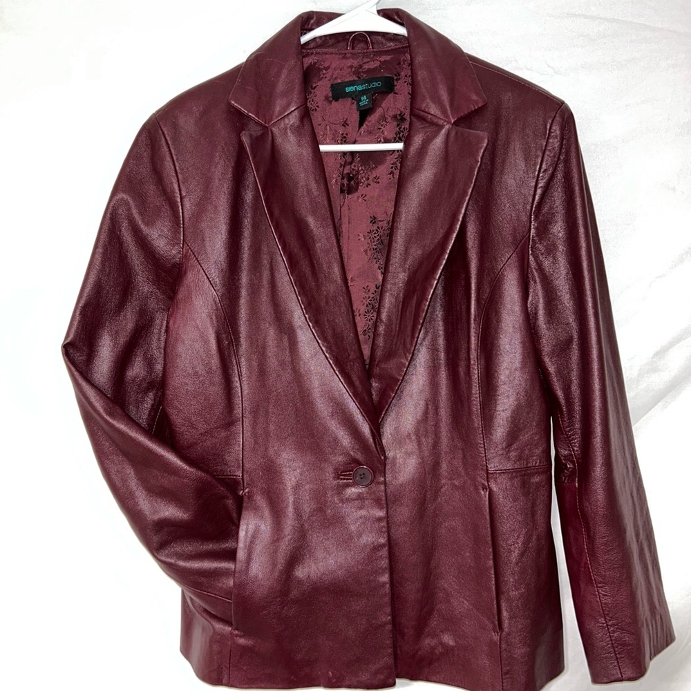 Siena Studio Deep Red Merlot Wine Leather Jacket